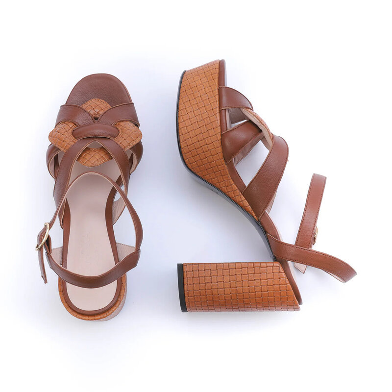 Kunoka Anna Platform Sandal Brown