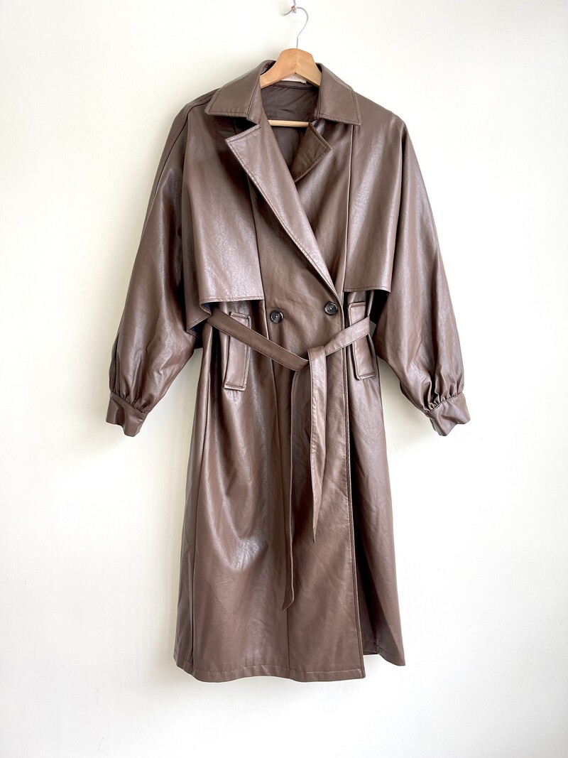 Iris Vegan Leather Trenchcoat Brown