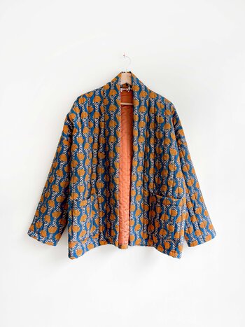 Katoenen Vest Print Oranje Blauw