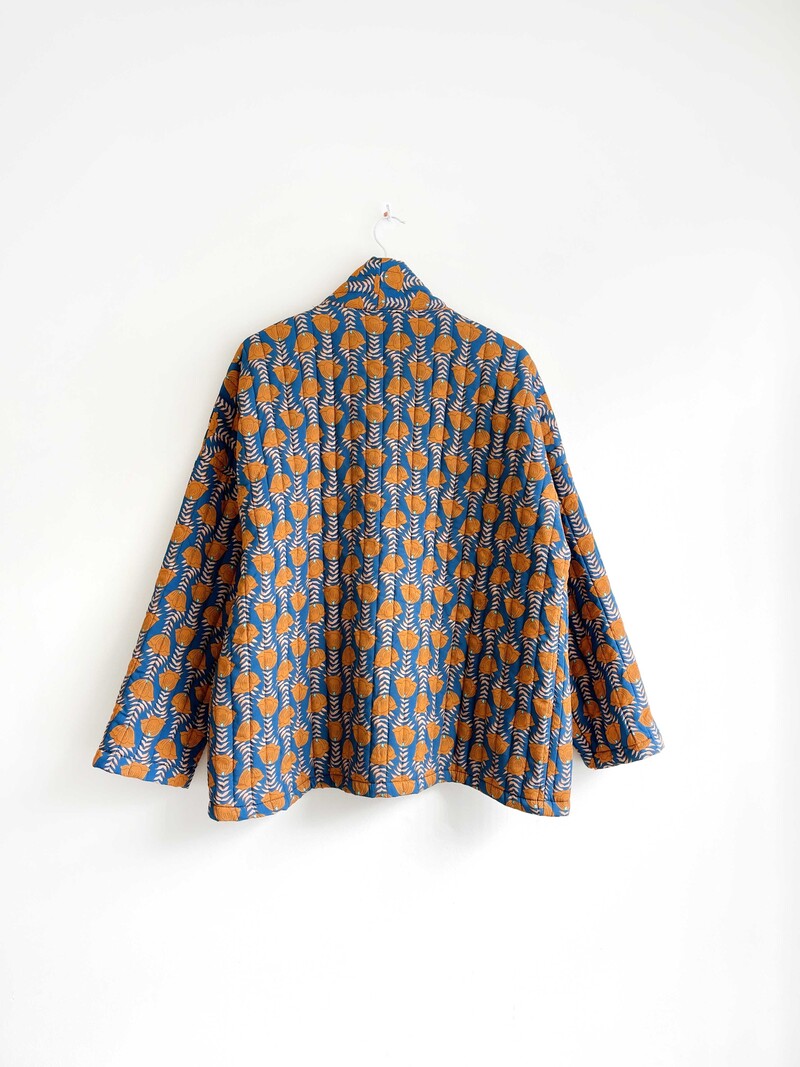 Katoenen Vest Print Oranje Blauw