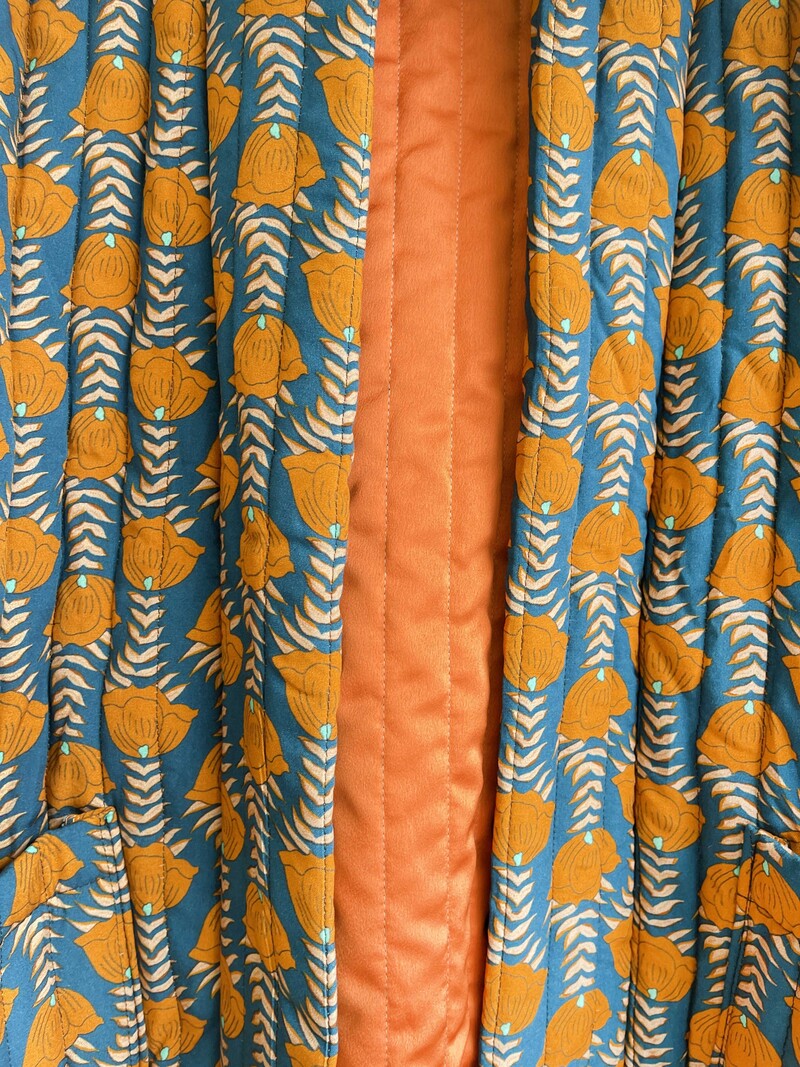 Katoenen Vest Print Oranje Blauw