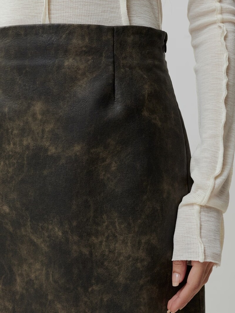 Edited Sidney Vegan Leather Skirt Gray