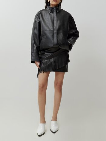 Edited Aileen Vegan Leather Skirt Black