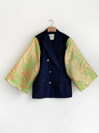 Rebelle Kimono Blazer Navy Green M/L