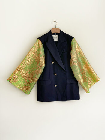 Rebelle Kimono Blazer Navy Green M/L