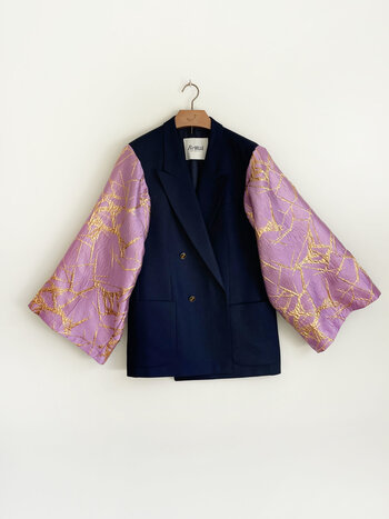 Rebelle Kimono Blazer Navy Pink S/M