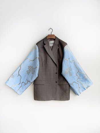 Rebelle Kimono Blazer Checks Blue M/L