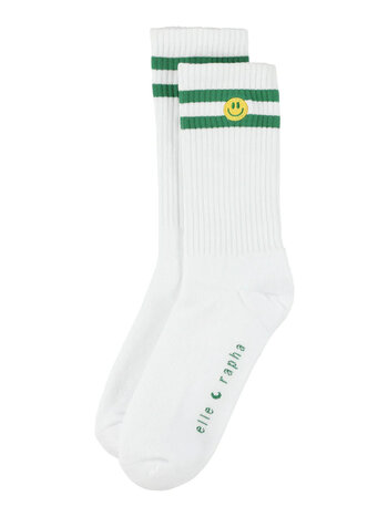 Elle & Rapha Smiley Socks White-Green 37-41