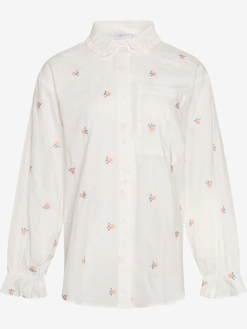 Noella Roberta Frill Shirt White Embroidery