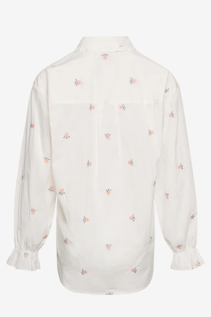 Noella Roberta Frill Shirt White Embroidery