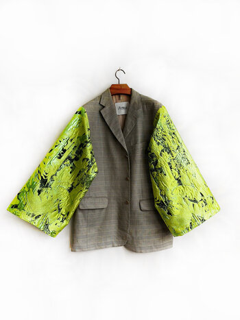 Rebelle Kimono Blazer Check Yellow L/XL