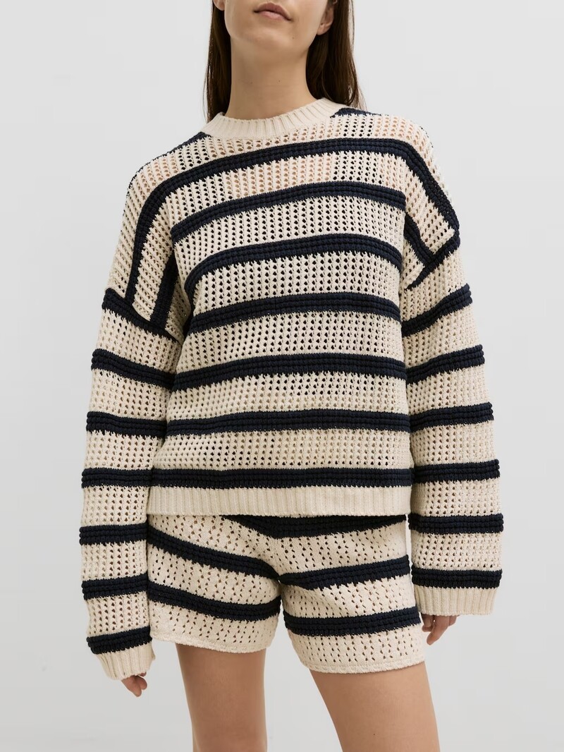 Edited Vivienne Gehaakte Sweater Cream/Navy