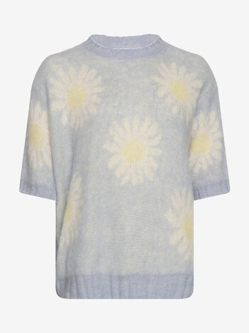 Noella Raya Knit Sweater Light Blue Offwhite Flower