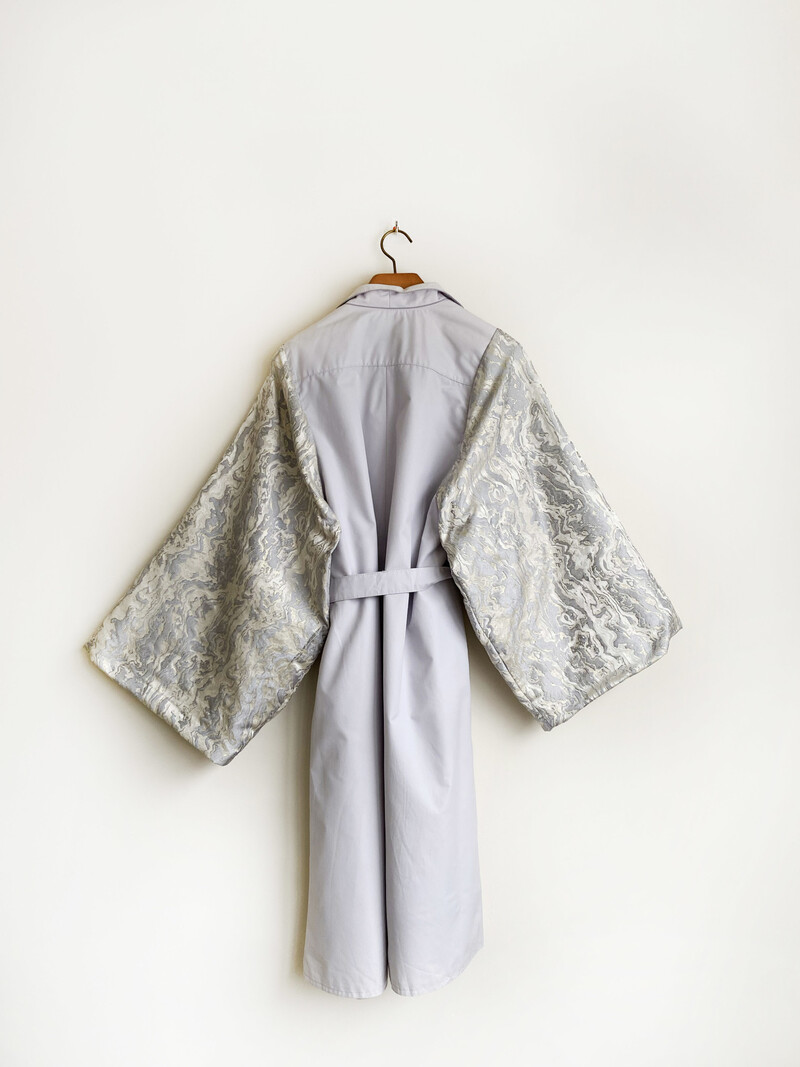 Rebelle Kimono Trenchcoat Grey Silver S/M