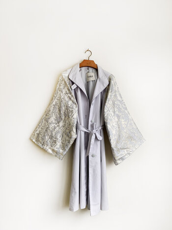 Rebelle Kimono Trenchcoat Grey Silver S/M