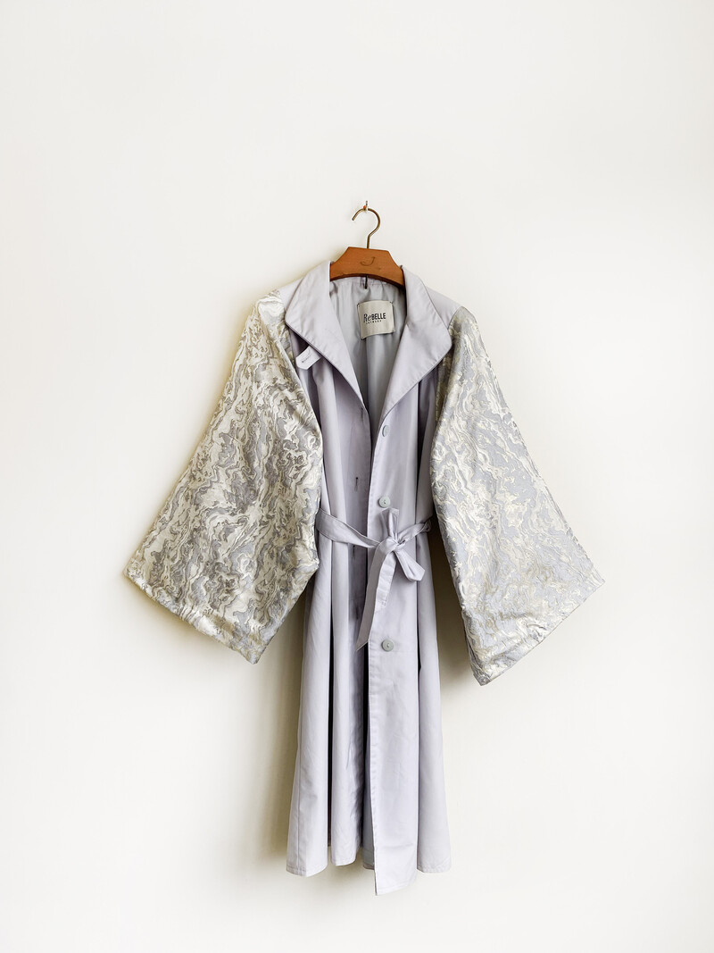 Rebelle Kimono Trenchcoat Grey Silver S/M