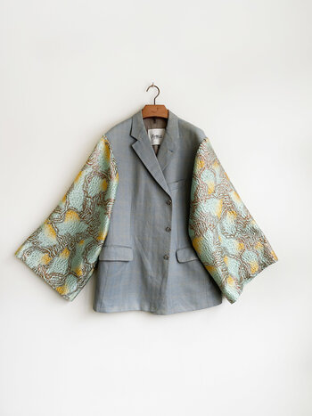 Rebelle Kimono Blazer Grey Check Green M/L
