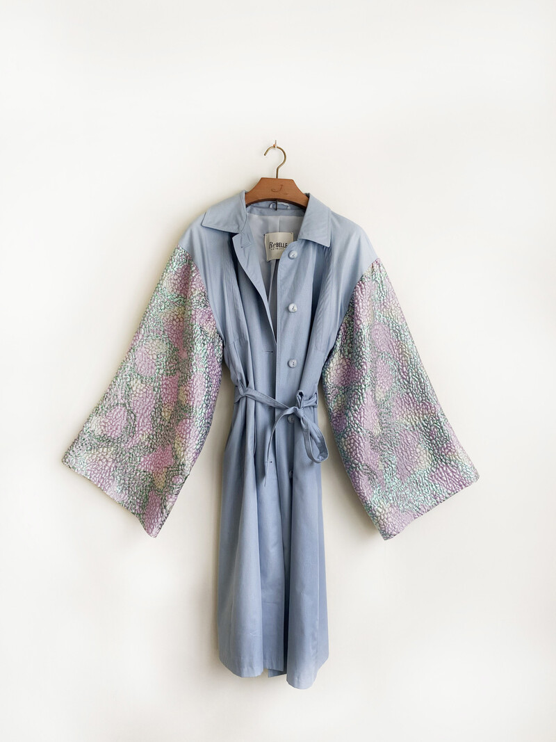 Rebelle Kimono Trenchcoat Light Blue Purple S/M