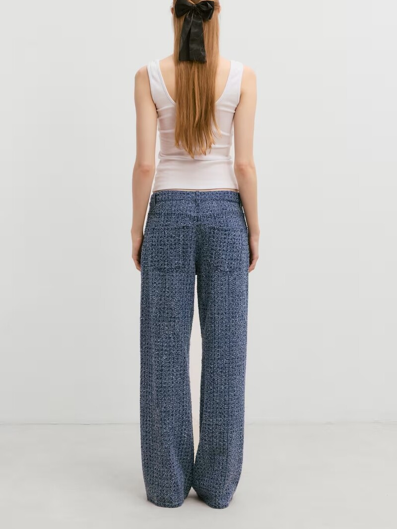 Edited Liv Blue Denim Tweed Broek