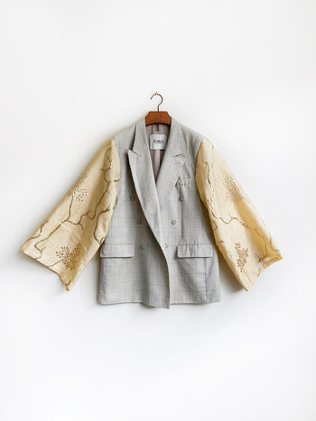 Rebelle Kimono Blazer Grey Check Yellow L/XL