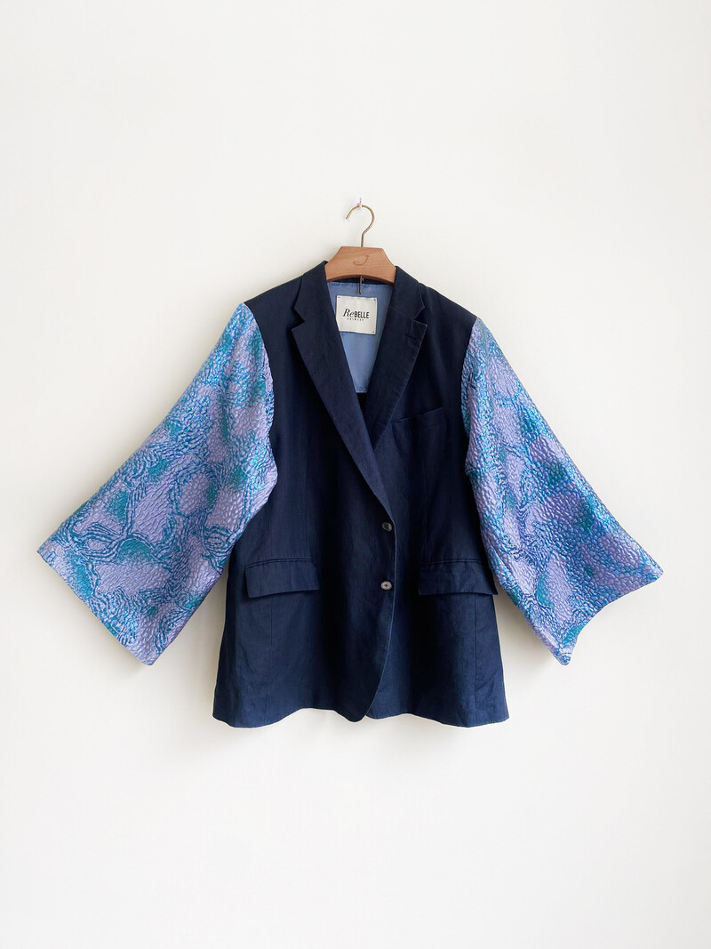 Rebelle Kimono Blazer Navy Purple L/XL