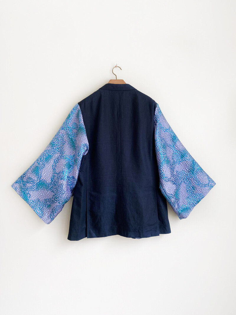 Rebelle Kimono Blazer Navy Purple L/XL