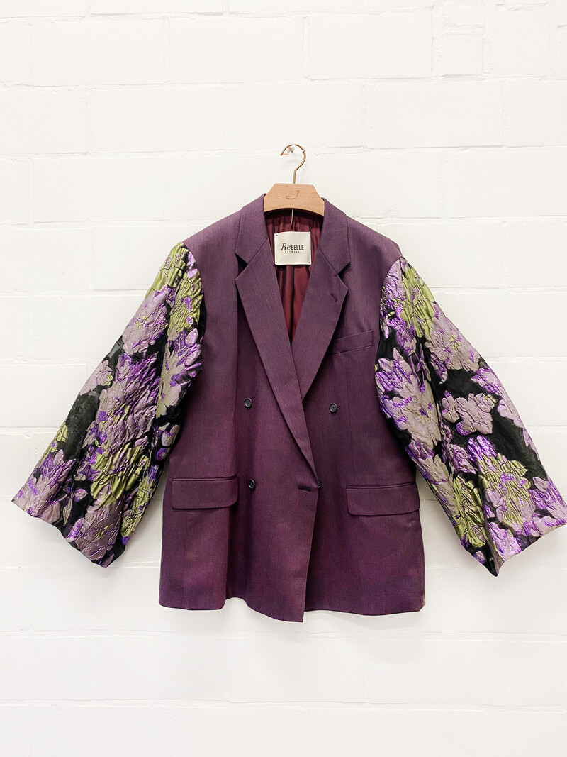 Rebelle Kimono Blazer Burgundy Mesh Purple L/XL