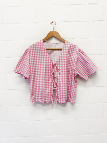 MM Babette Blouse Checkered Pink TU