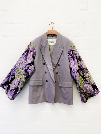 Rebelle Kimono Blazer Grey Black Flowers L/XL