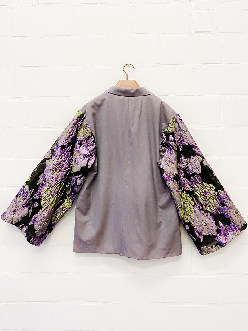 Rebelle Kimono Blazer Grey Black Flowers L/XL