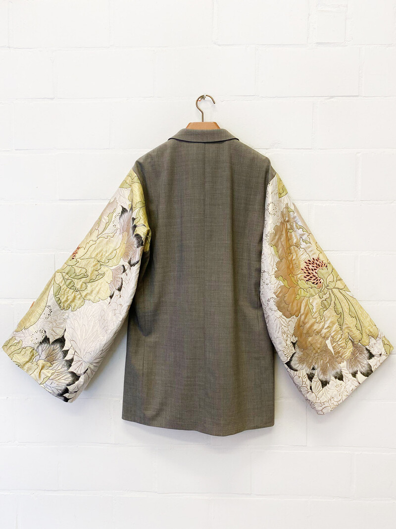 Rebelle Kimono Blazer Grey Flowers L/XL