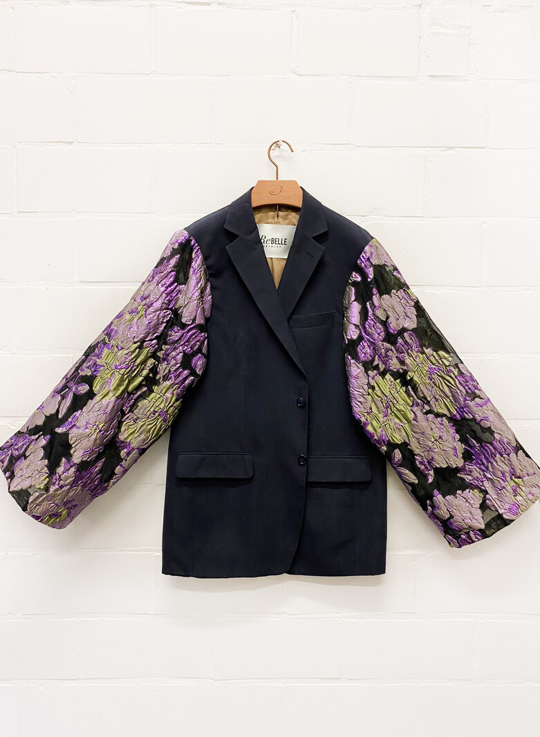 Rebelle Kimono Blazer Black Black Flowers L/XL