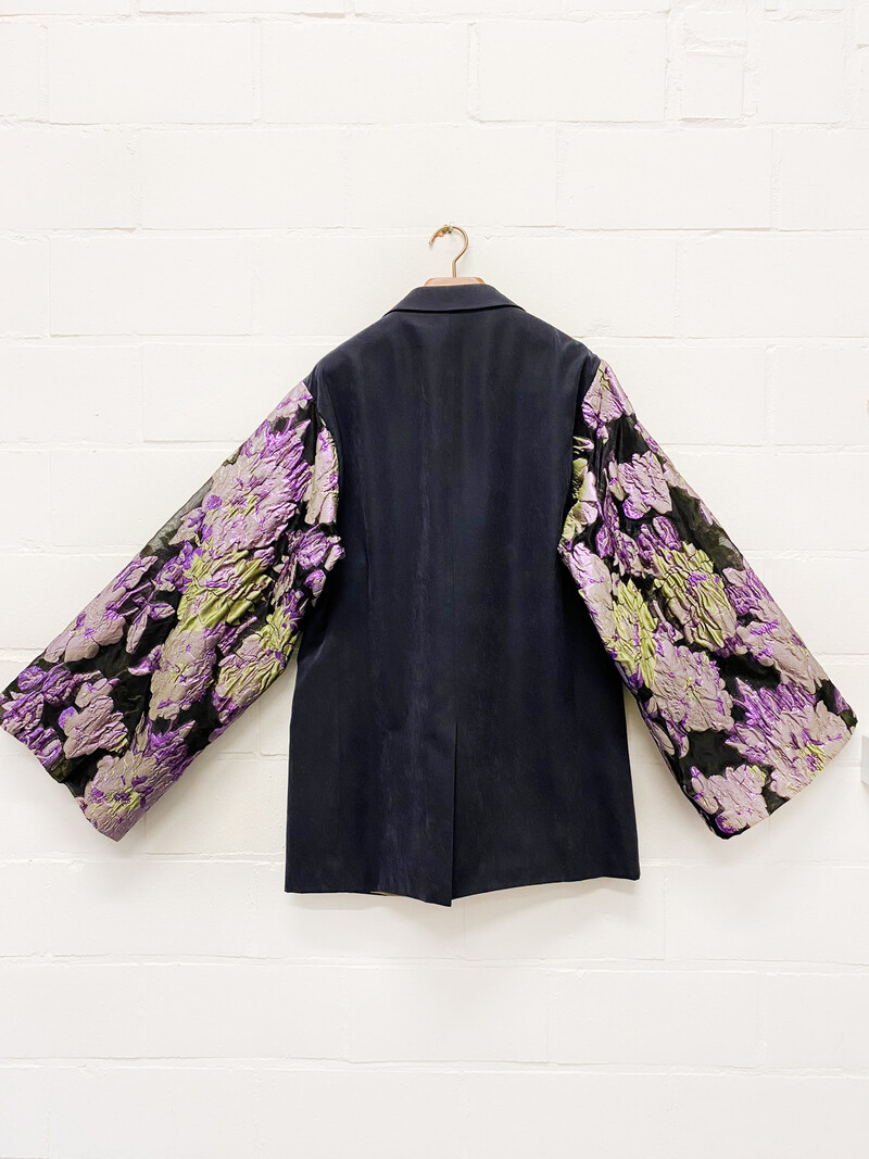 Rebelle Kimono Blazer Black Black Flowers L/XL