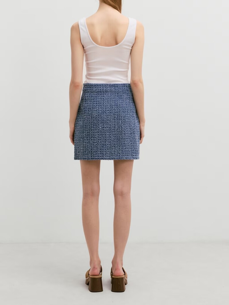 Edited Josie Blue Denim Tweed Skirt