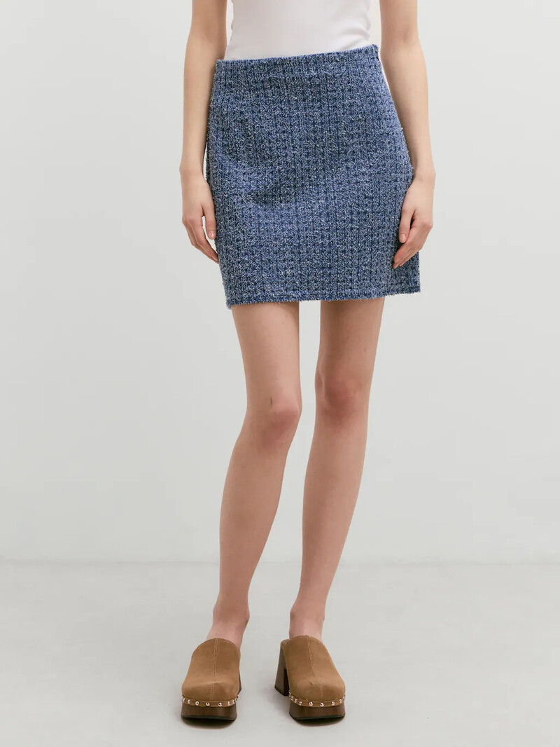 Edited Josie Blue Denim Tweed Skirt