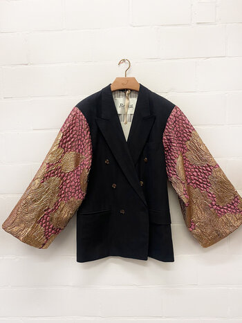 Rebelle Kimono Blazer Dark Navy Pink Gold M/L