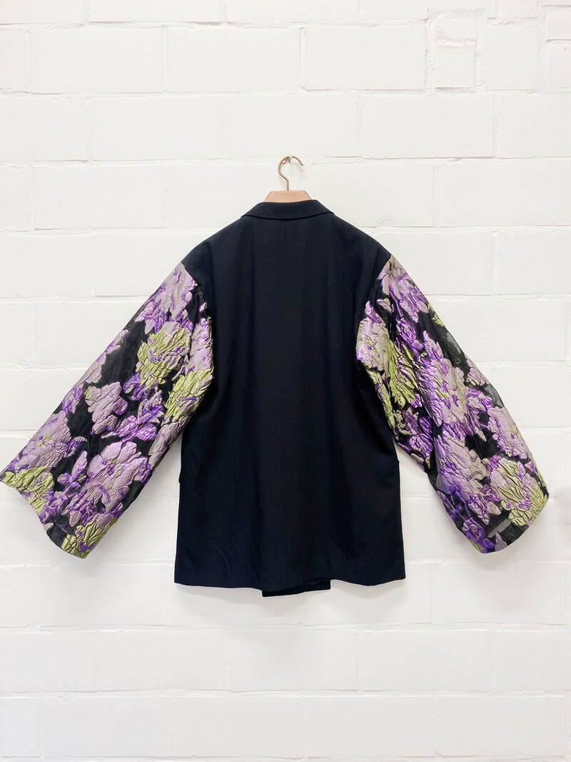 Rebelle Kimono Blazer Black Black Mesh Flower L/XL