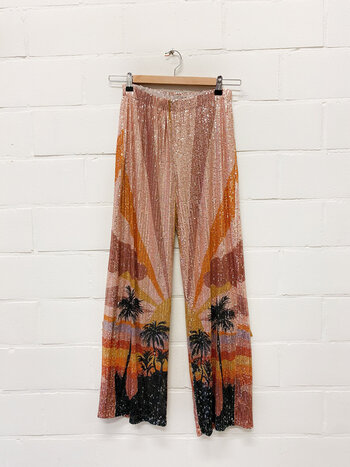 MM Palmtrees Sunset Sequin Pants TU
