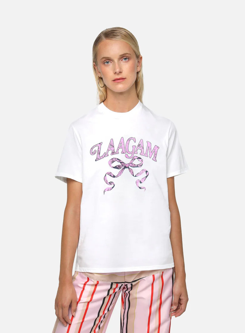 LAAGAM Coquette Cotton Logo Tshirt White