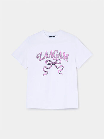 Laagam Coquette Cotton Logo Tshirt White