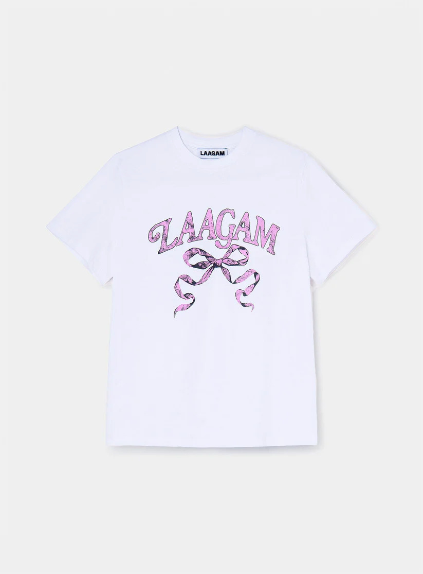 LAAGAM Coquette Cotton Logo Tshirt White