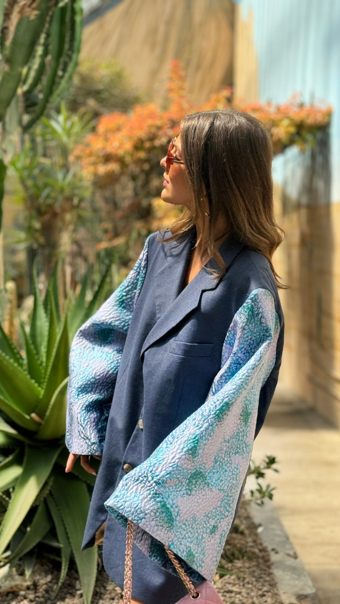 Kimono Blazer Blue Purple L XL Maison Maje