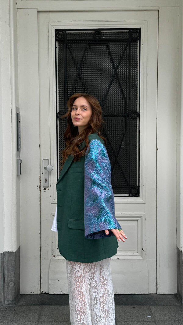 Rebelle Kimono Blazer Dark Green Purple M/L