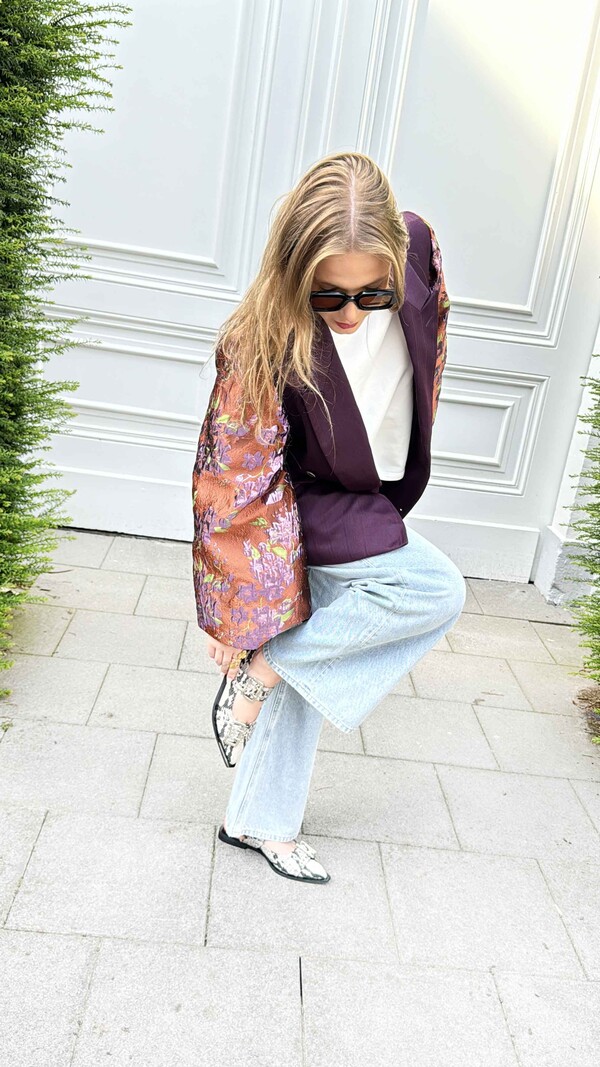 Rebelle Kimono Blazer Purple Flowers M/L