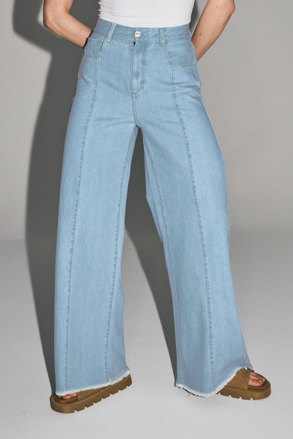 IMPREVU Denim Pants Palazzo Light Blue