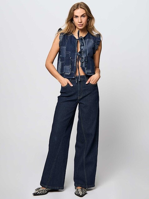 CO'COUTURE StitchyCC Denim Vest Denim Blue