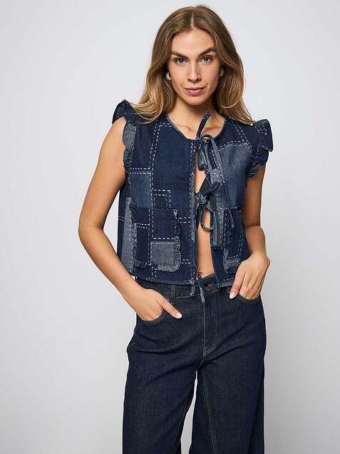 CO'COUTURE StitchyCC Denim Vest Denim Blue