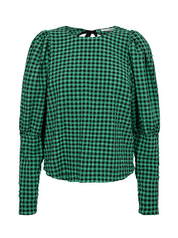 Co'couture Caleb CC Checkered Bow Blouse Green