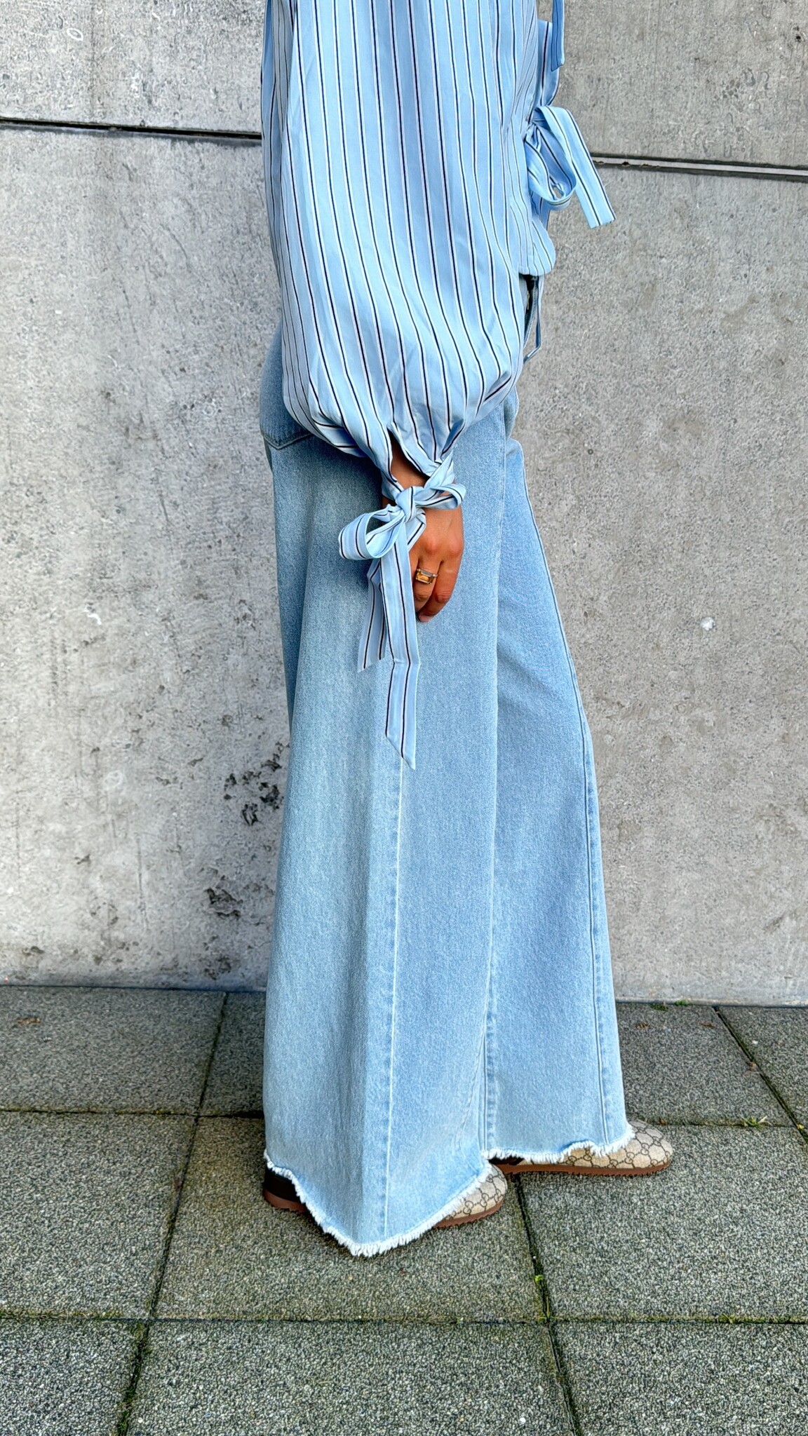 IMPREVU Denim Pants Palazzo Light Blue