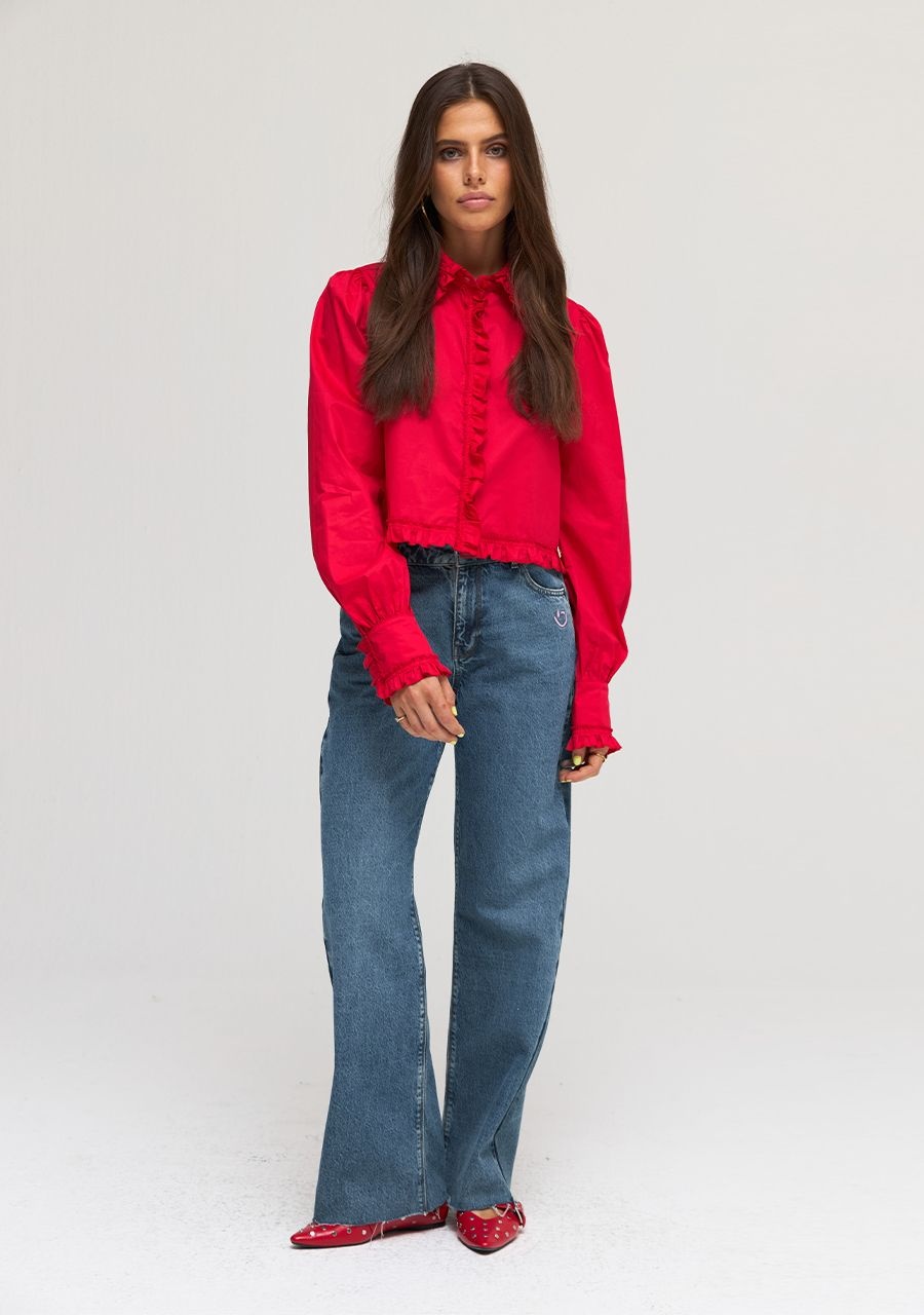 HARPER & YVE Yve Mid Blue Jeans Pink Details